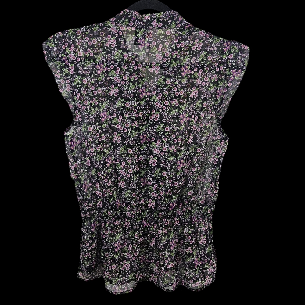 Fire Los Angeles Ruffled Sheer Floral Top Size Large - Picture 3 of 13
